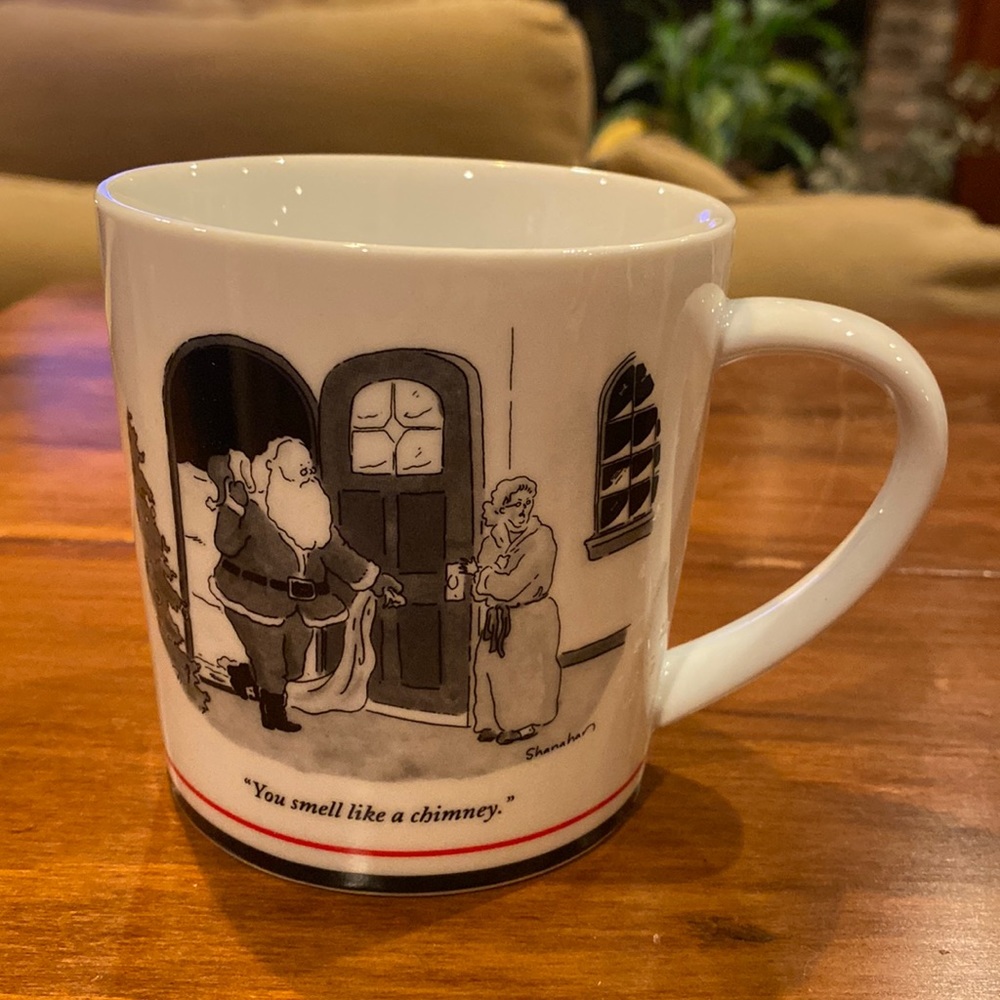 NWOT Christmas New Yorker Cartoon Mug Restoration Hardware 1991 Santa NEW